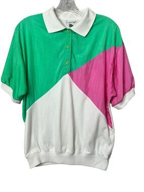 Lavon by Cheerful Corp Vintage Color Block 80's 90's Polo Shirt
